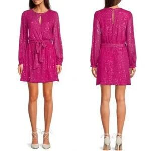 LDT Irma Sequin Long Sleeve Belted Mini Dress
